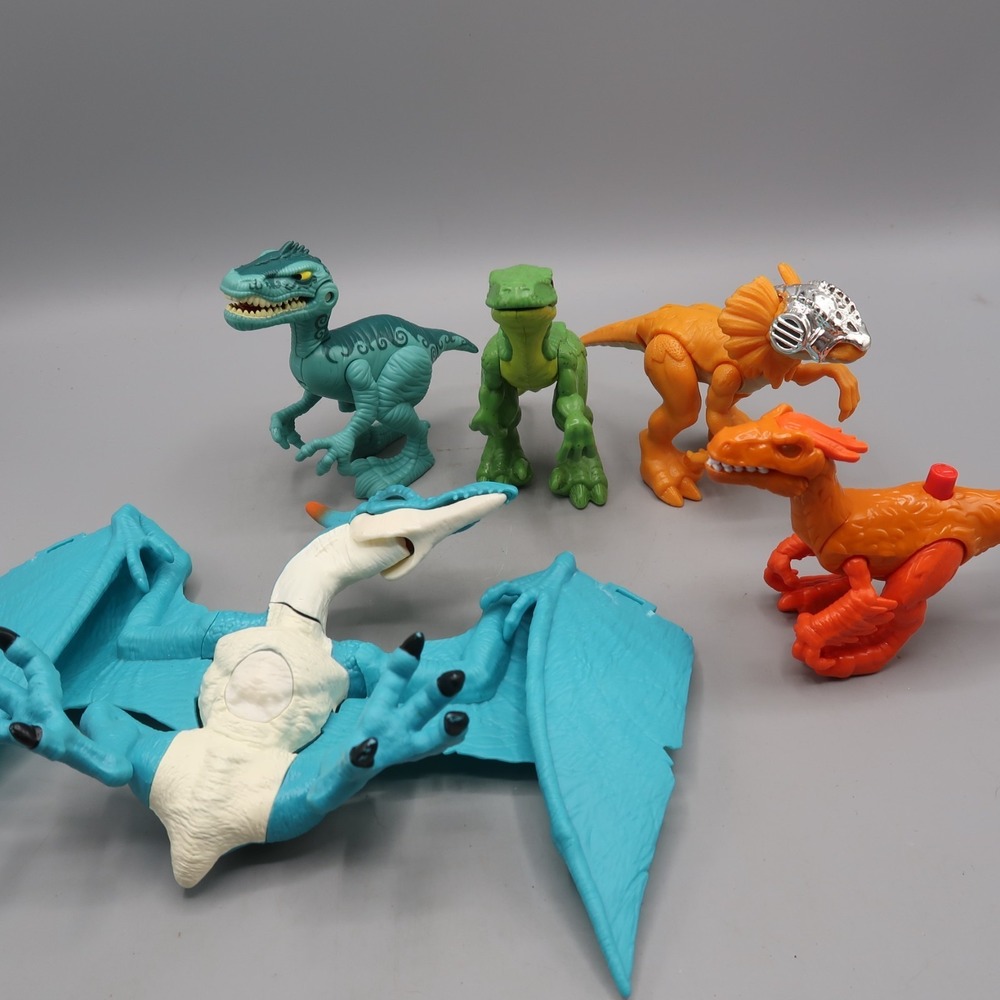 Imaginext Zuru Jurassic Dinosaur Figures Velociraptor Pterodactyl Toy Lot‎ of 4